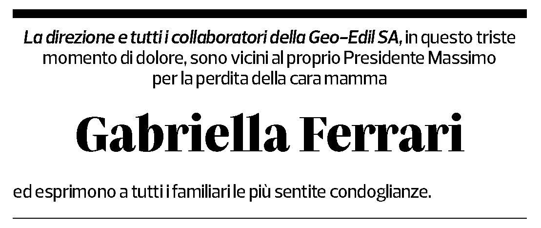 Annuncio funebre Gabriella Clelia Antonia Ferrari