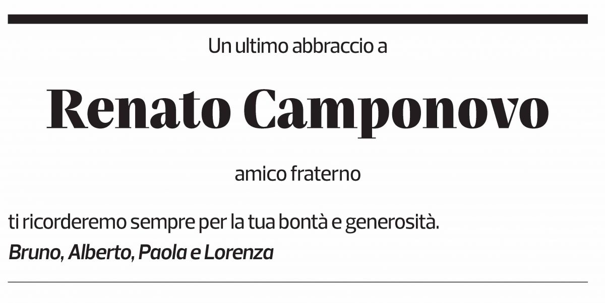 Annuncio funebre Renato Camponovo