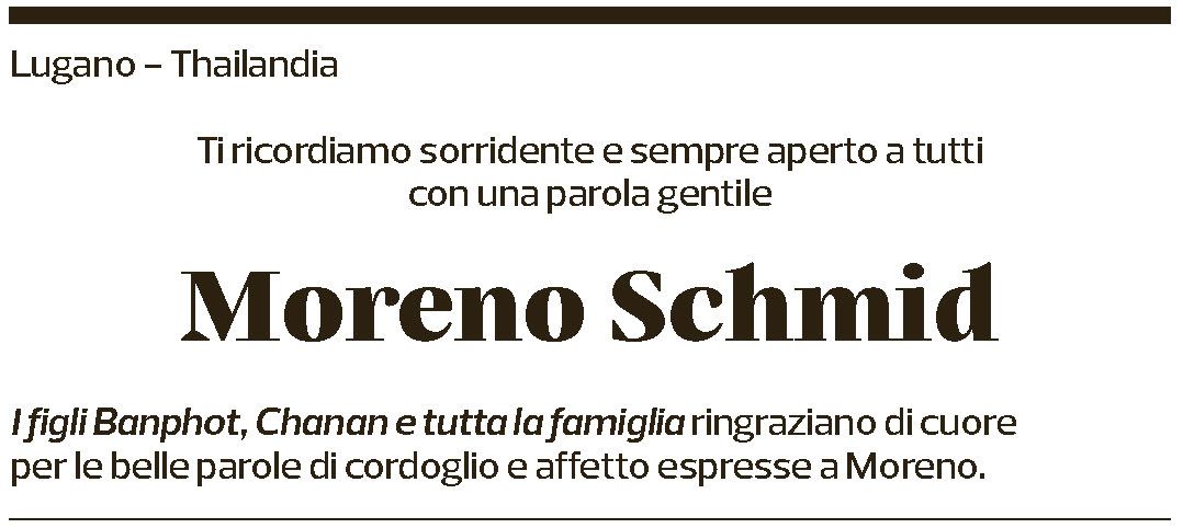 Annuncio funebre Moreno Schmid
