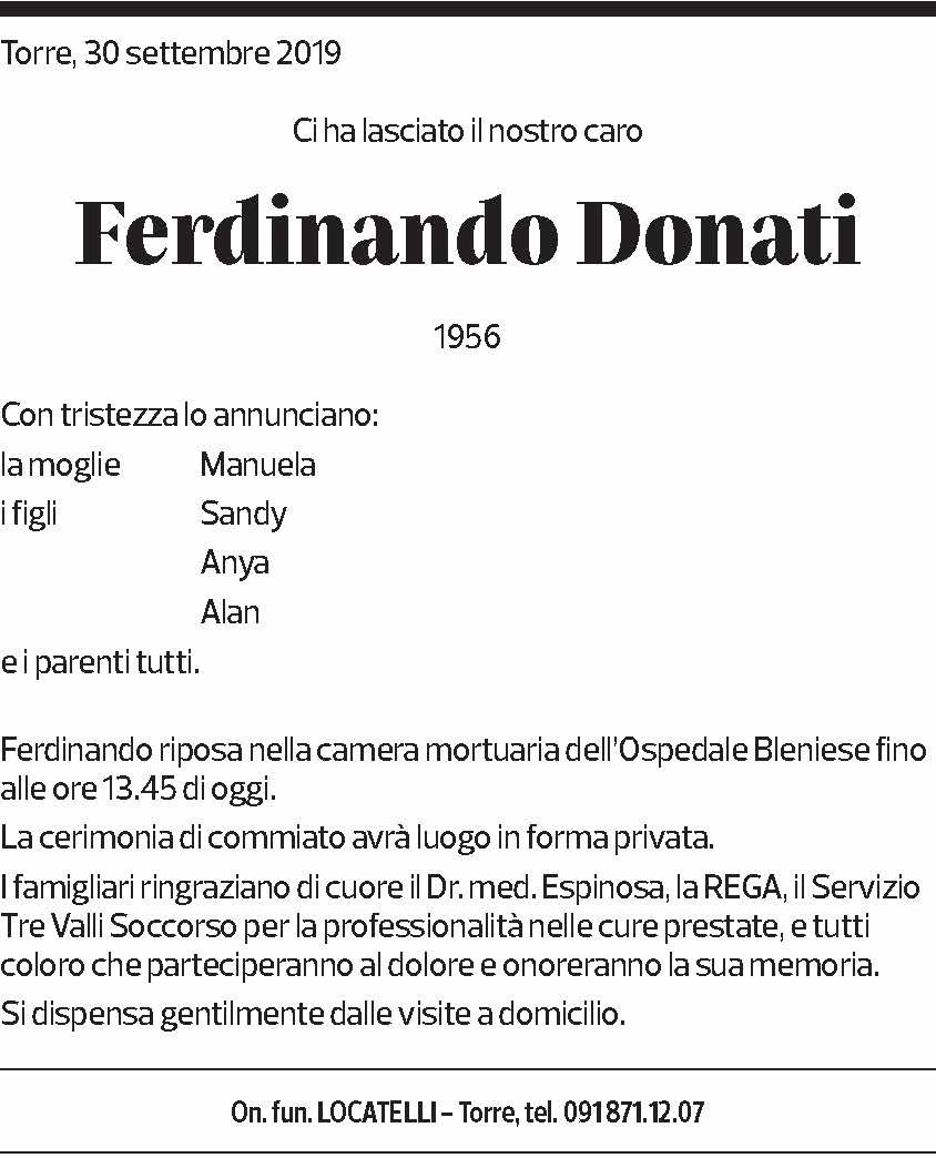 Annuncio funebre Ferdinando Donati