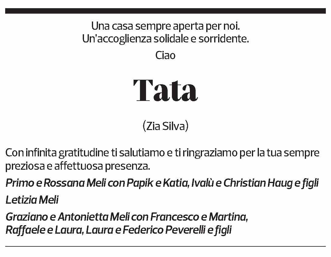 Annuncio funebre Silva Mantegazzi