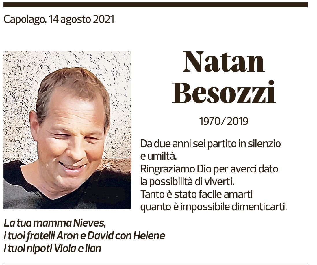 Annuncio funebre Natan Besozzi