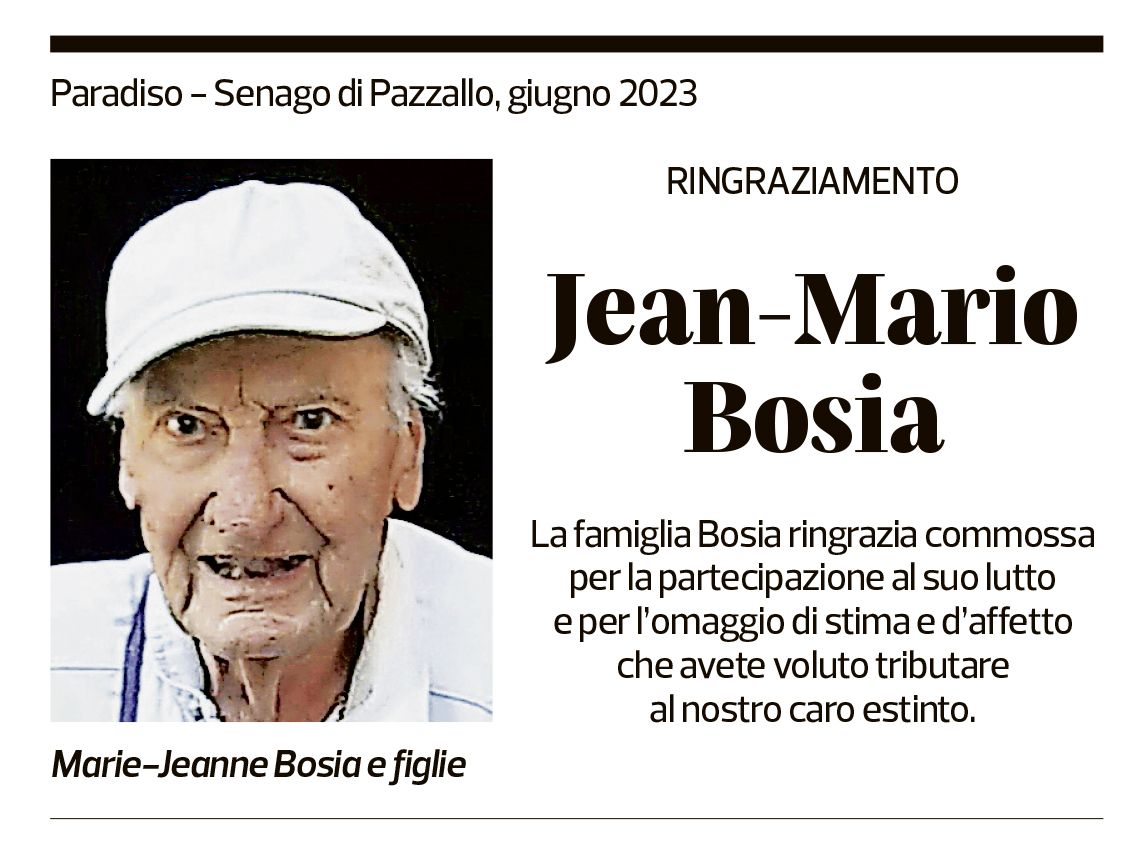 Annuncio funebre Jean-mario Bosia