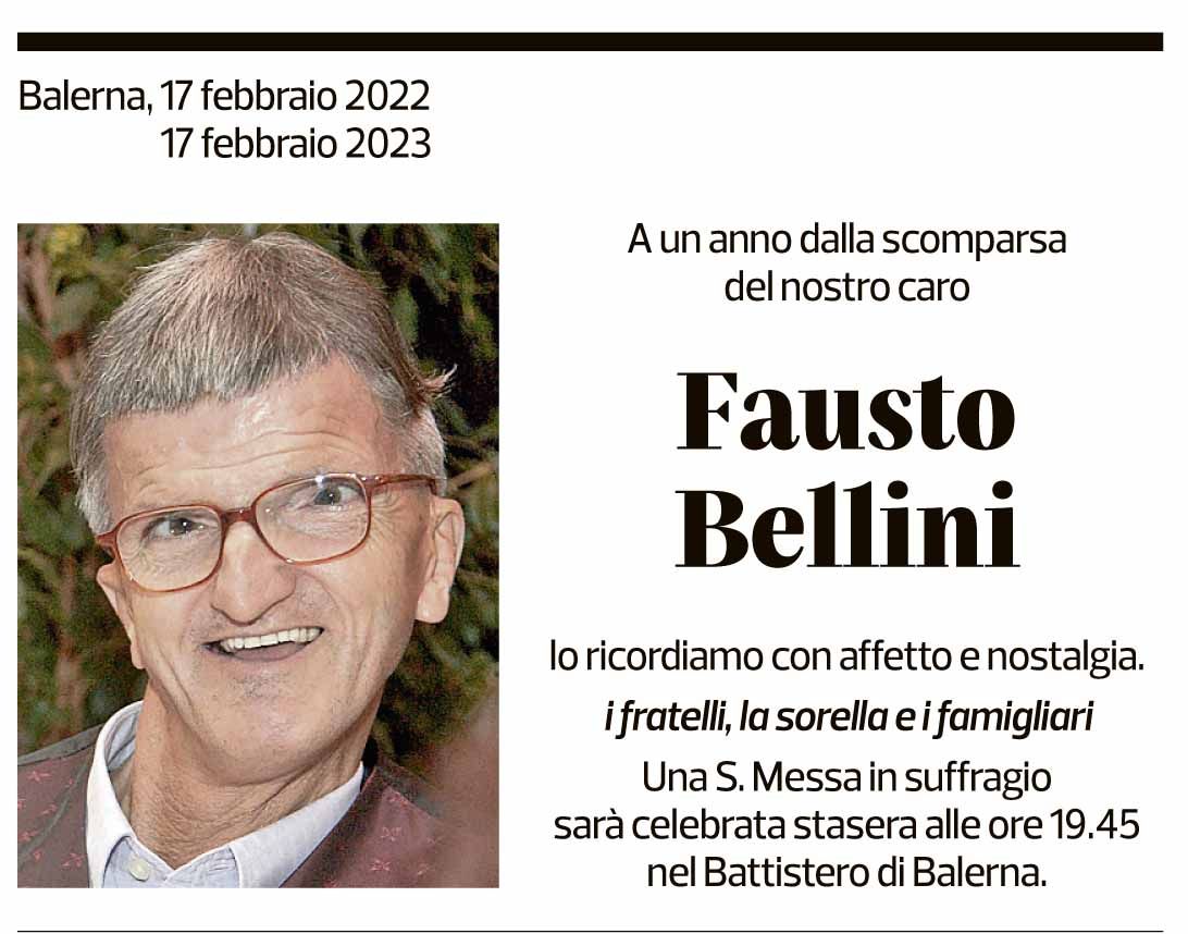 Annuncio funebre Fausto Bellini