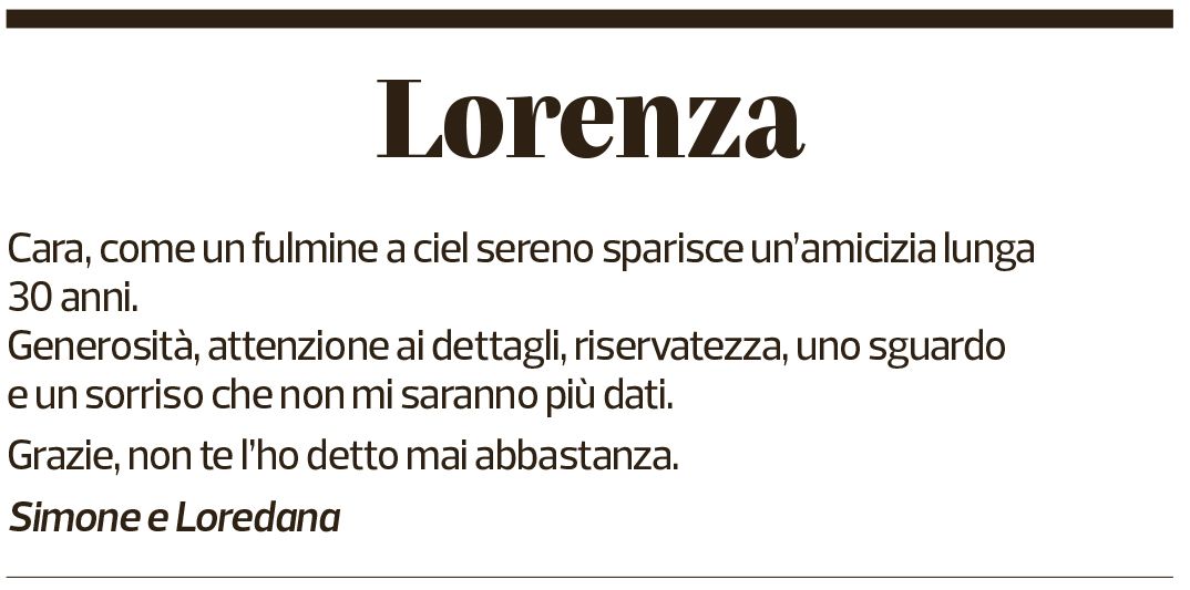 Annuncio funebre Lorenza Massarotti