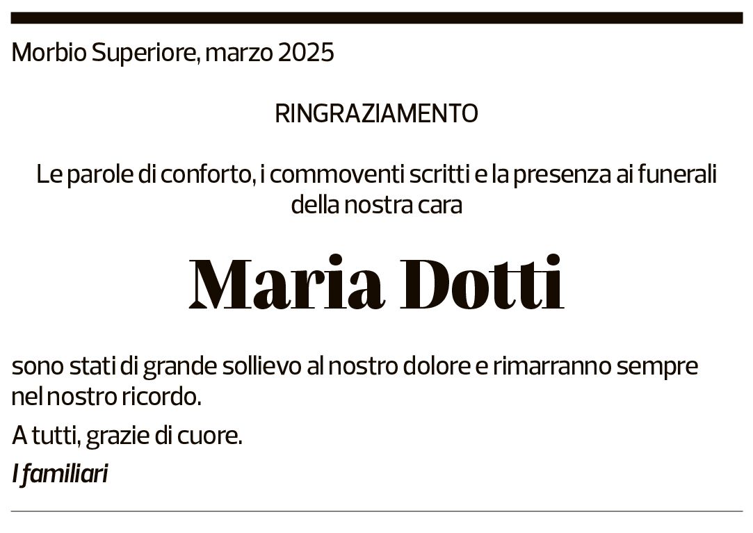 Annuncio funebre Maria Dotti