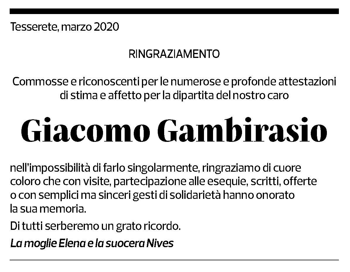 Annuncio funebre Gicaomo Gambirasio