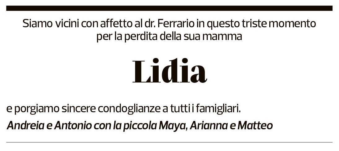 Annuncio funebre Lidia Ferrario