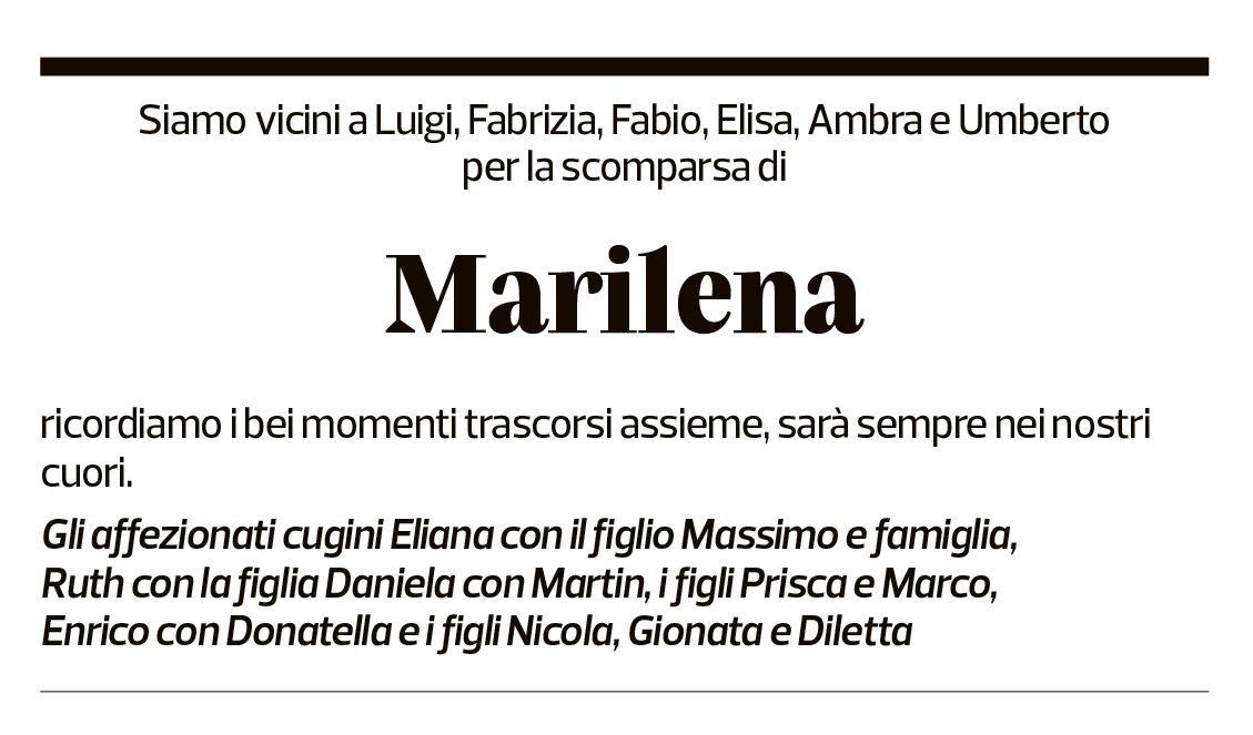 Annuncio funebre Marilena Sassaro