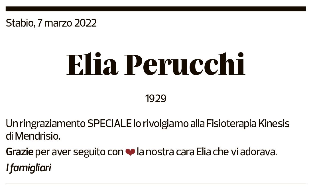 Annuncio funebre Elia Perucchi