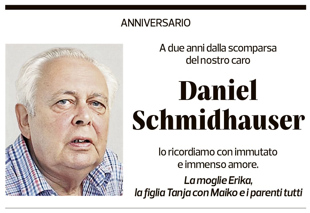 Annuncio funebre Daniel Schmidhauser