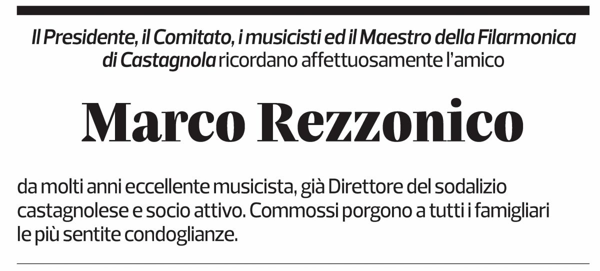 Annuncio funebre Marco Rezzonico