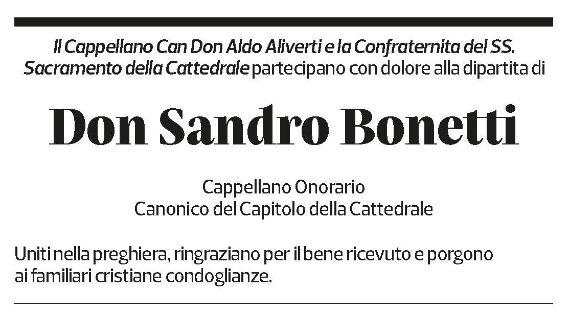 Annuncio funebre Sandro Bonetti