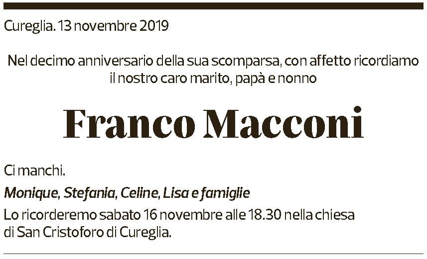 Annuncio funebre Franco Macconi