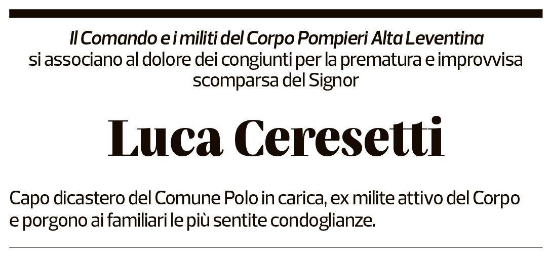 Annuncio funebre Luca Ceresetti