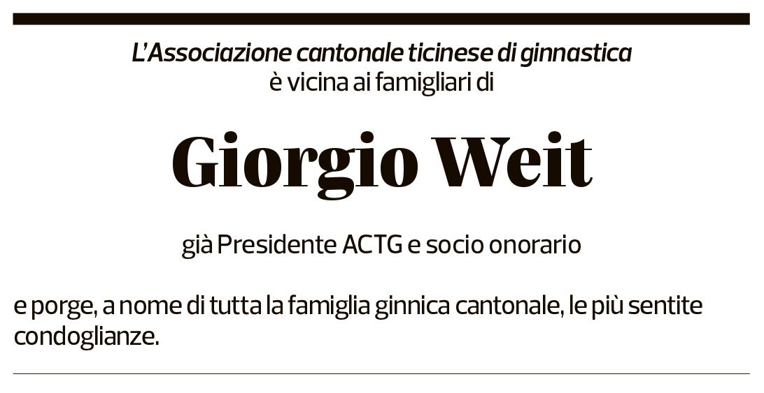 Annuncio funebre Giorgio Weit