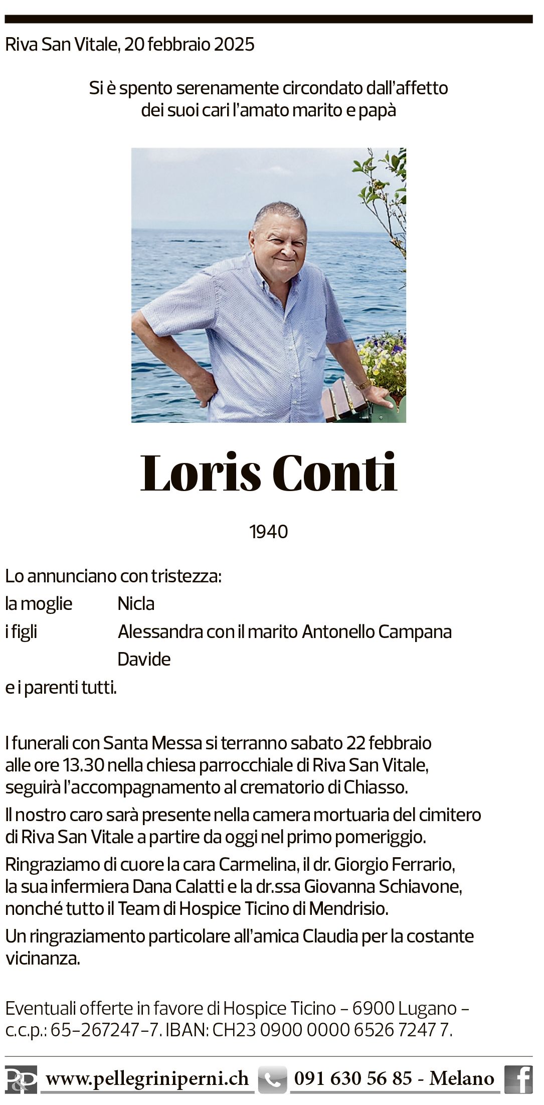 Annuncio funebre Loris Conti