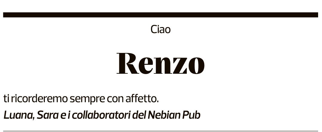 Annuncio funebre Renzo Rossi