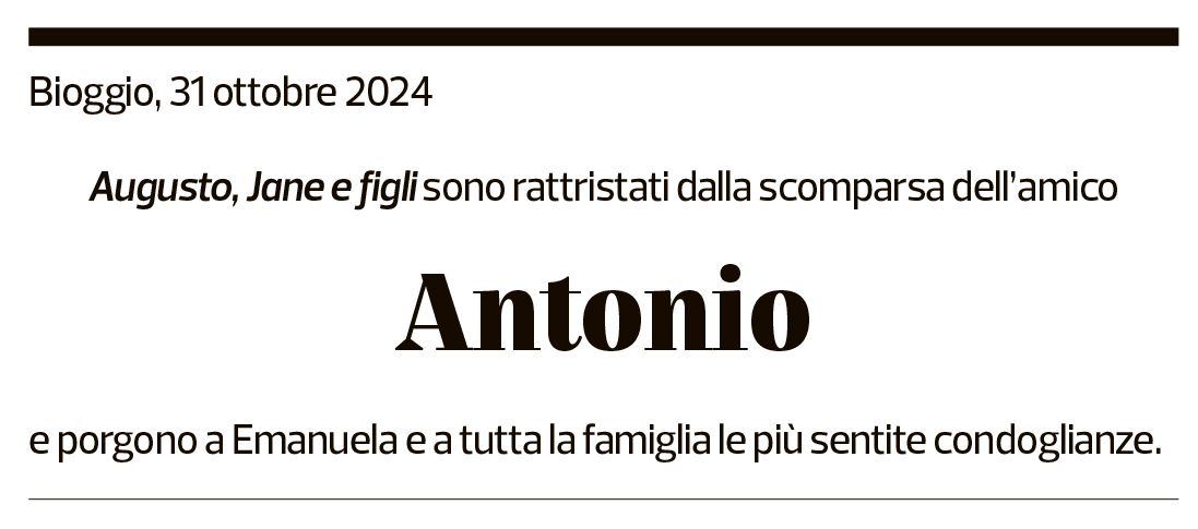 Annuncio funebre Antonio Soldati