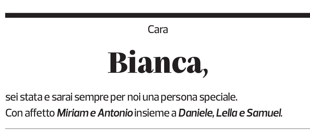 Annuncio funebre Bianca Talleri