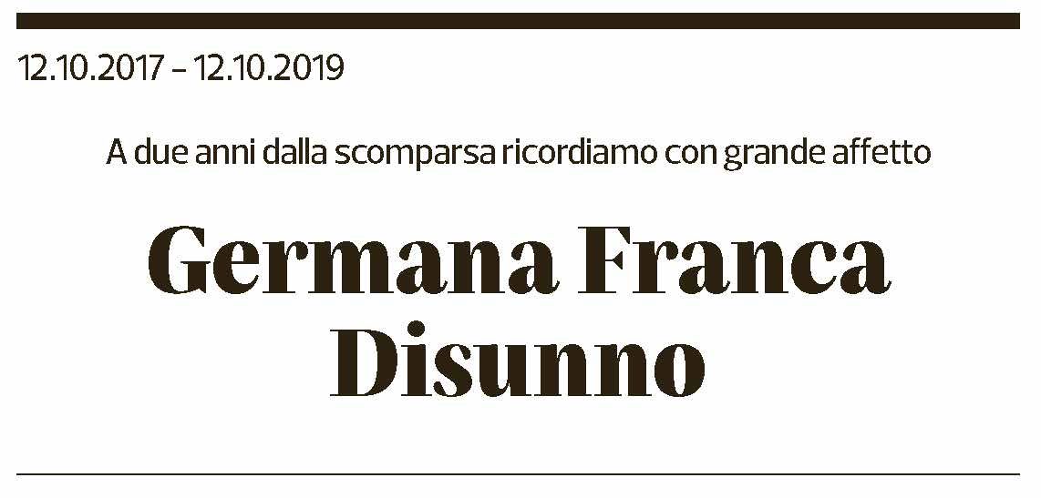 Annuncio funebre Germana Franca Disunno