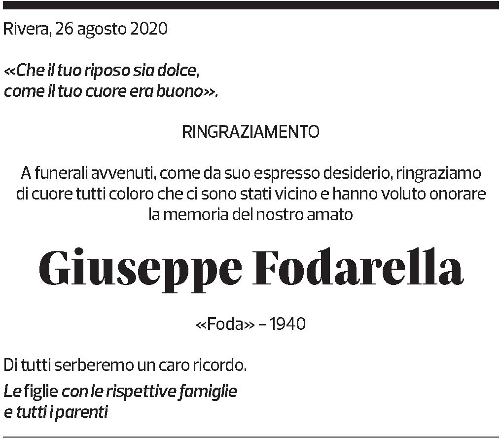 Annuncio funebre Giuseppe Fodarella