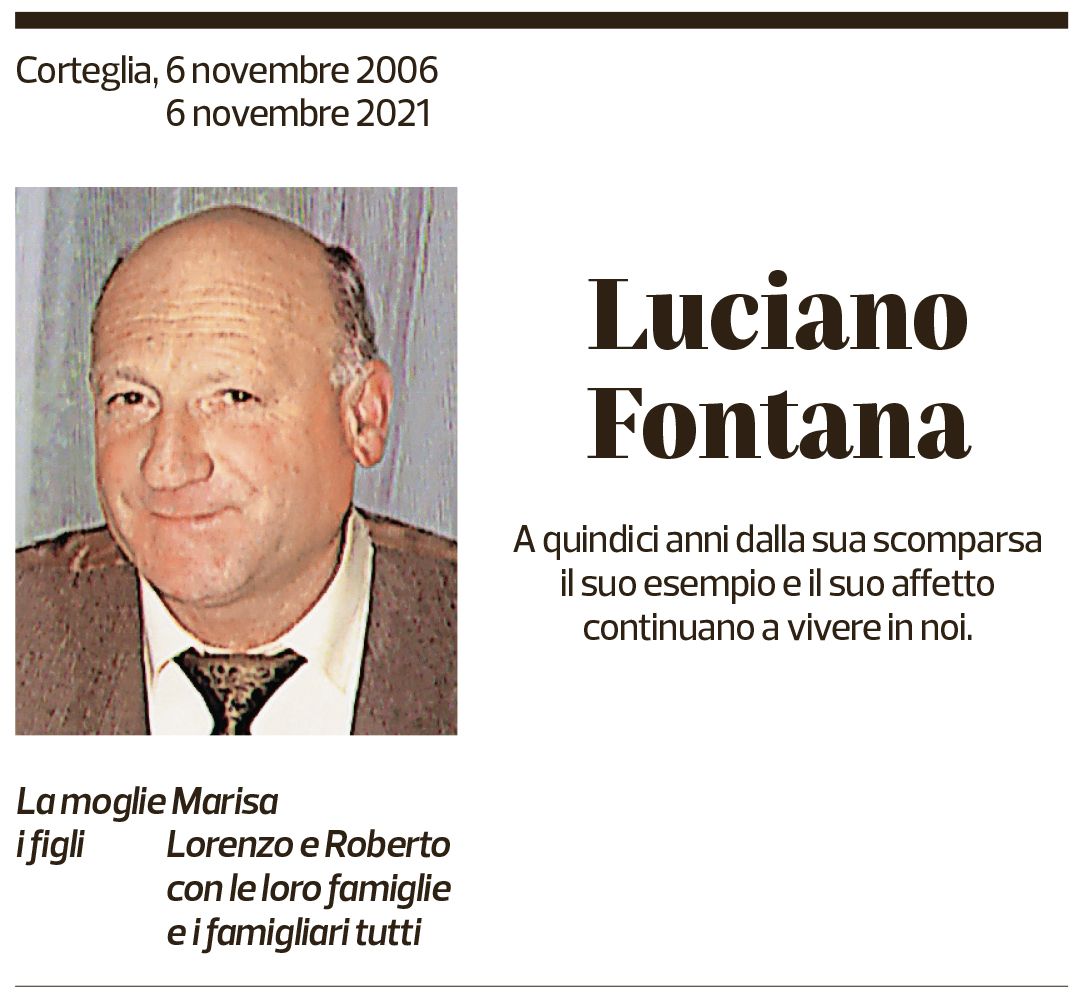 Annuncio funebre Luciano Fontana