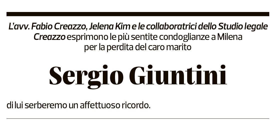 Annuncio funebre Sergio Giuntini