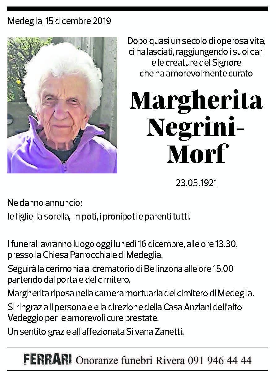 Annuncio funebre Margherita Negrini-morf