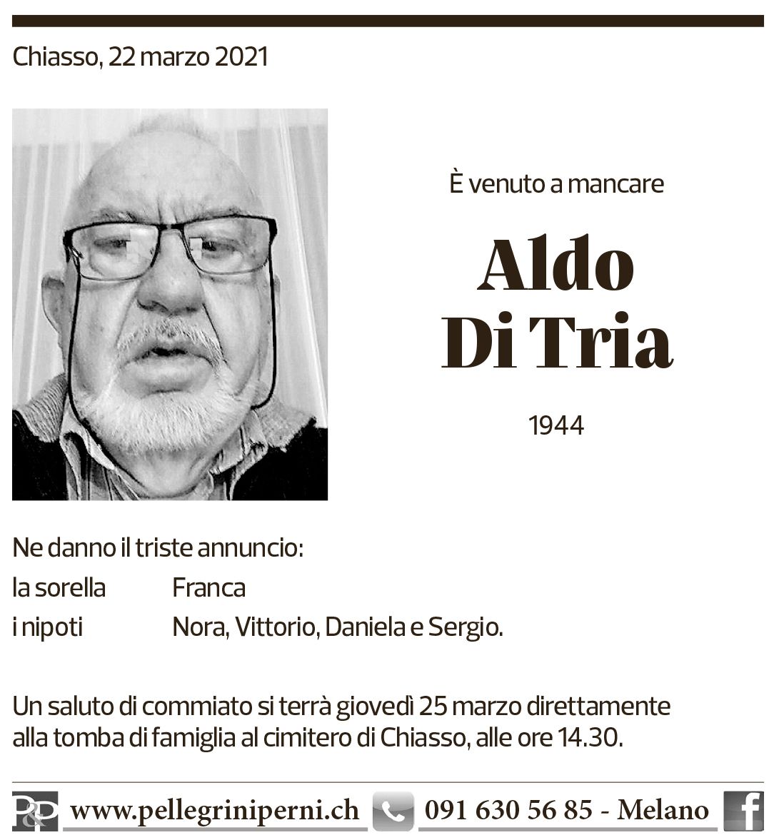 Annuncio funebre Aldo Di Tria