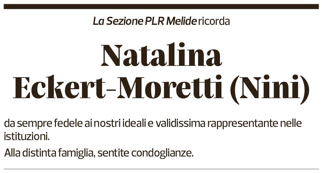 Annuncio funebre Natalina Eckert-moretti