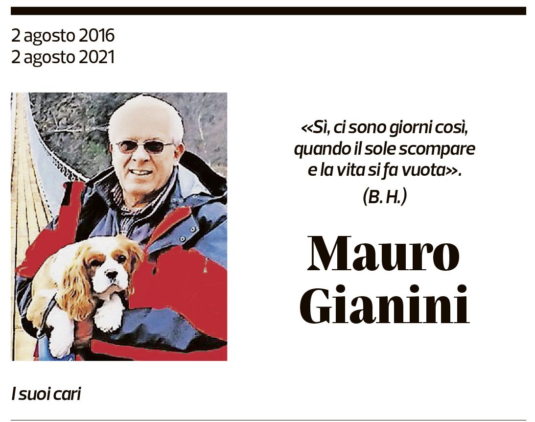 Annuncio funebre Mauro Gianini