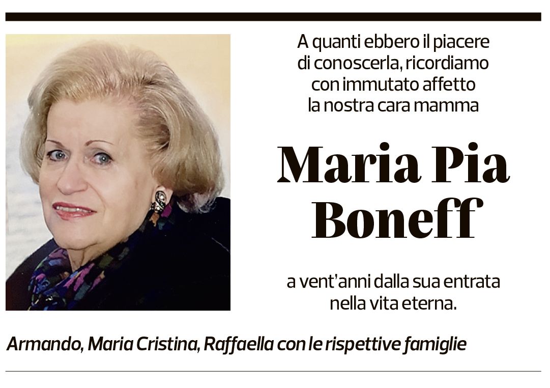 Annuncio funebre Maria Pia Boneff