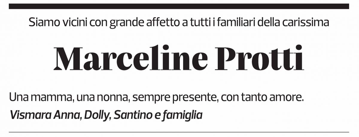 Annuncio funebre Marceline Protti