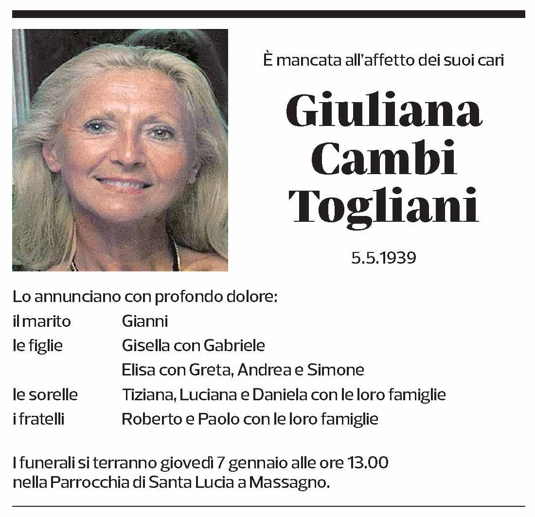 Annuncio funebre Giuliana Cambi