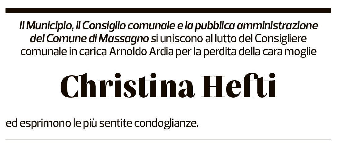 Annuncio funebre Christina Hefti