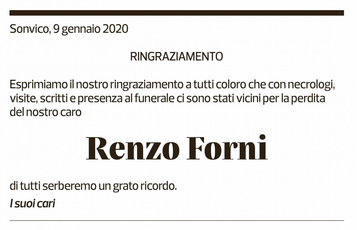 Annuncio funebre Renzo Forni