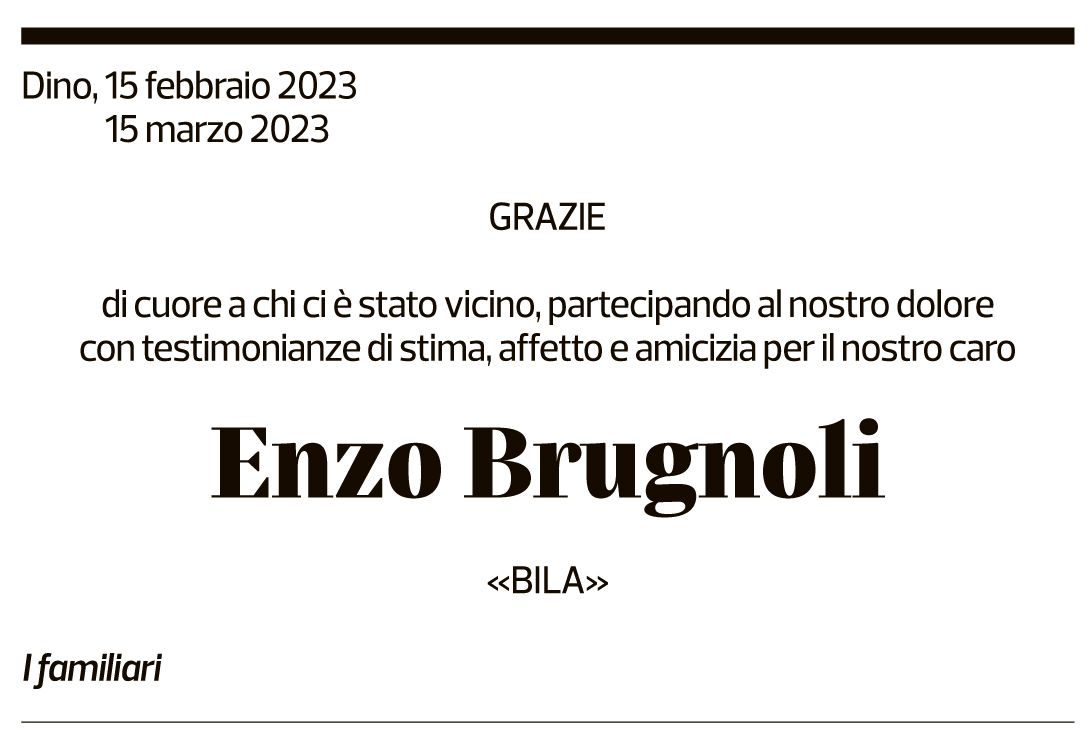 Annuncio funebre Enzo Brugnoli