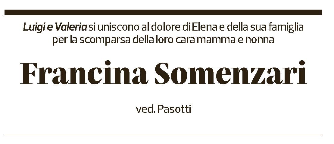 Annuncio funebre Francina Somenzari