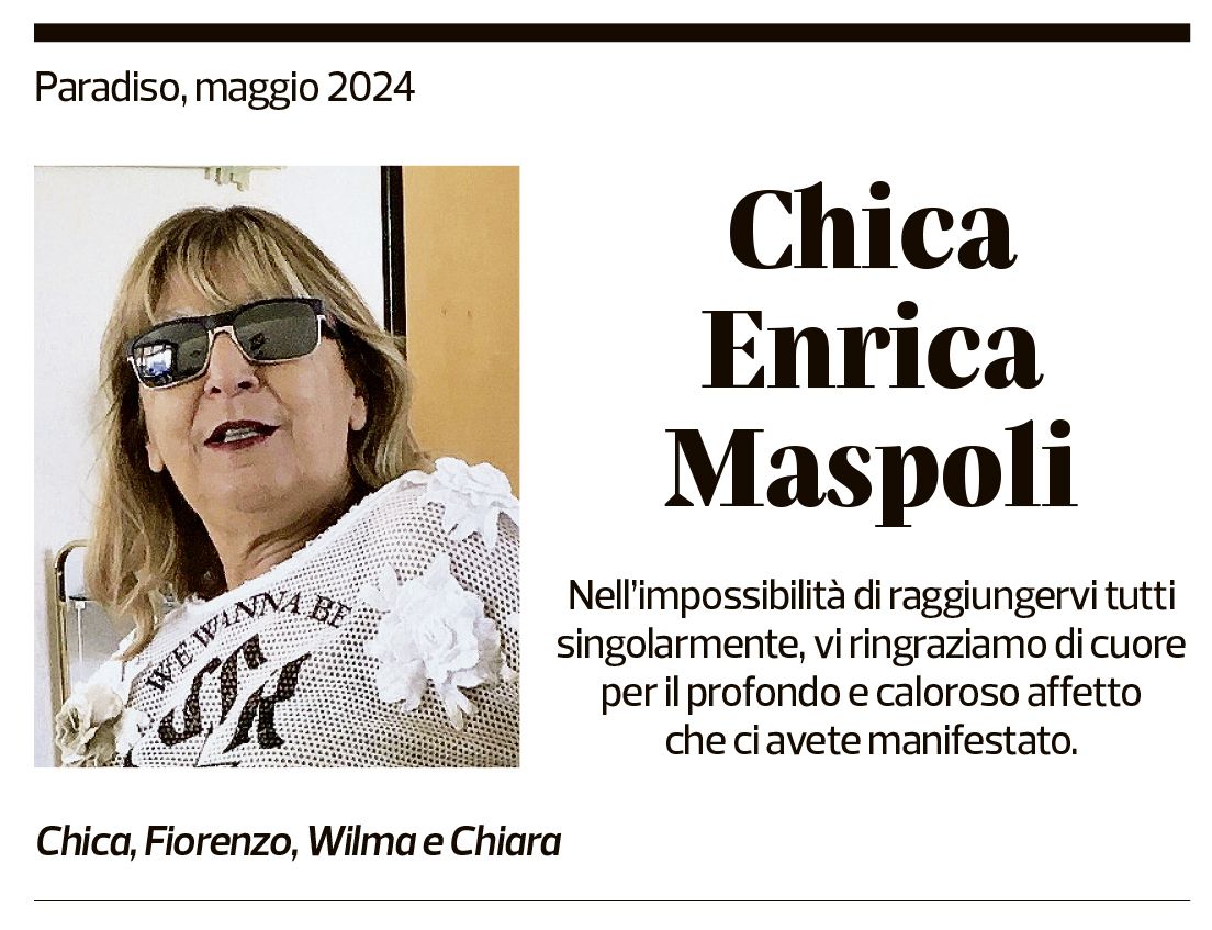 Annuncio funebre Chica Enrica Maspoli