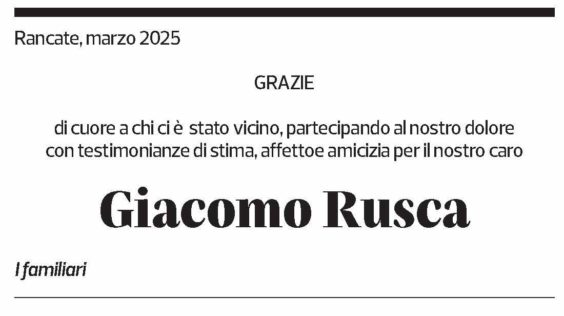 Annuncio funebre Giacomo Rusca