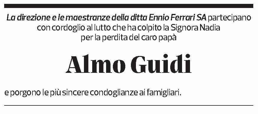 Annuncio funebre Almo Guidi