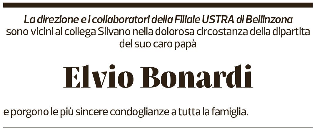 Annuncio funebre Elvio Bonardi