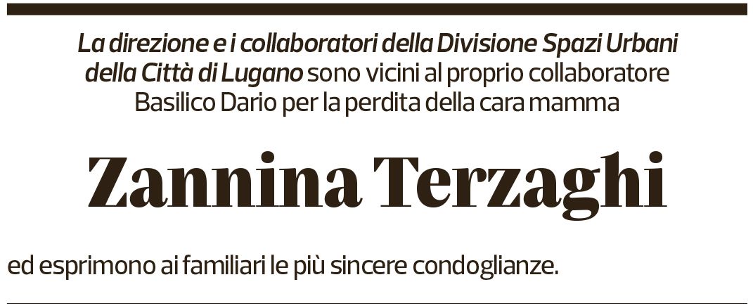 Annuncio funebre Zannina Terzaghi