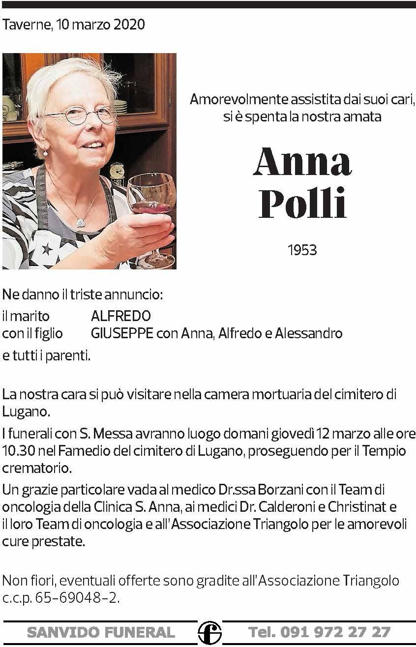 Annuncio funebre Anna Polli