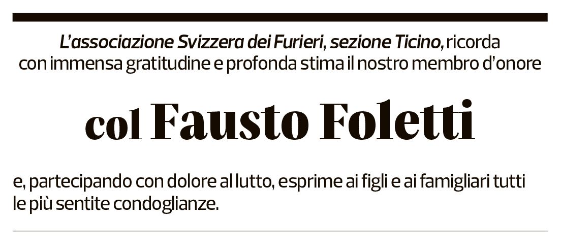 Annuncio funebre Fausto Foletti