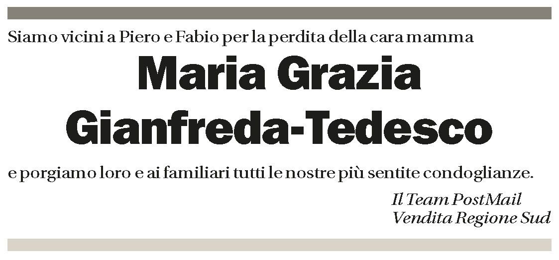 Annuncio funebre Maria Grazia Gianfreda-tedesco
