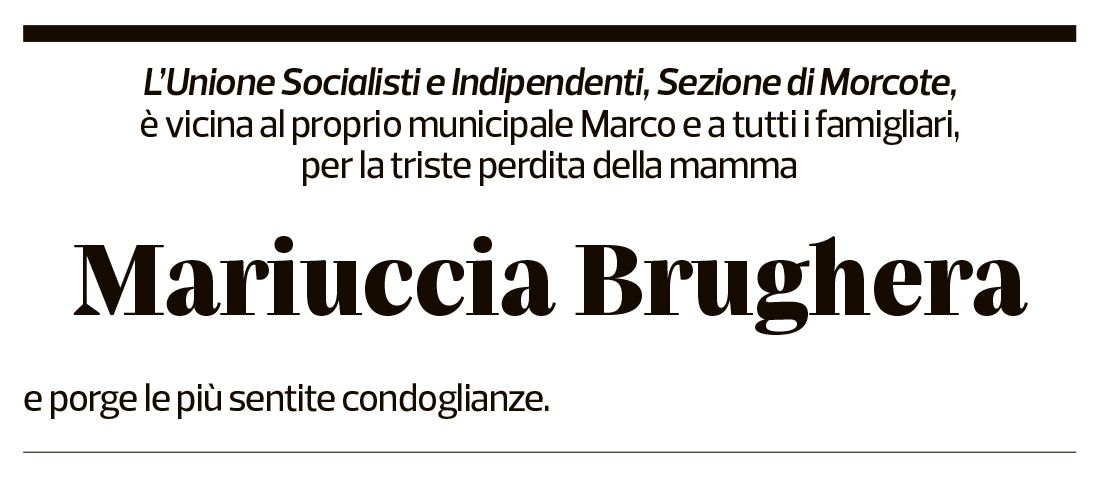 Annuncio funebre Mariuccia Brughera