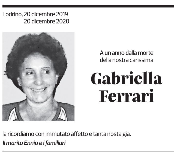 Annuncio funebre Gabriella Ferrari