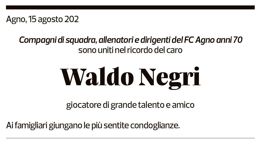 Annuncio funebre Waldo Negri